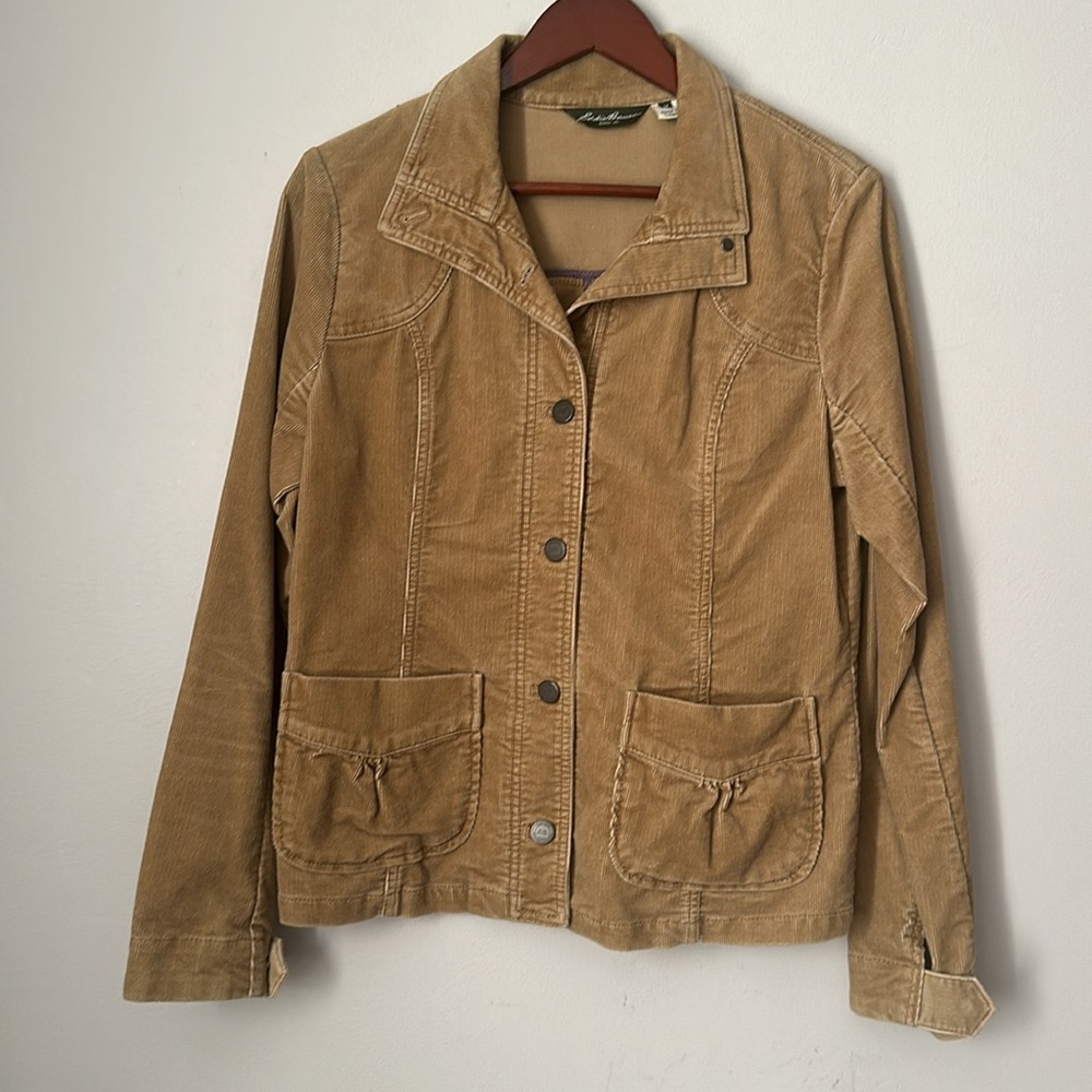 Eddie Bauer Tan Button Up Corduroy Jacket Size Medium - Picture 2 of 11